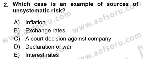 Business Finance 1 Dersi 2021 - 2022 Yılı (Final) Dönem Sonu Sınavı 2. Soru