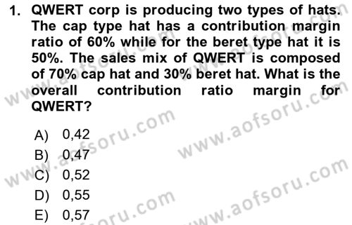Business Finance 1 Dersi 2021 - 2022 Yılı Yaz Okulu Sınav Soruları 1. Soru
