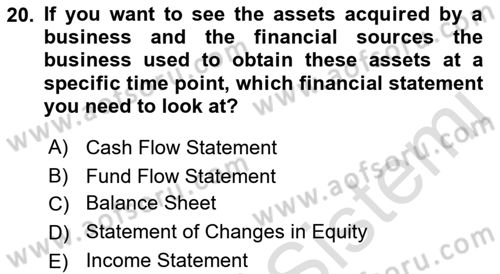Business Finance 1 Dersi 2021 - 2022 Yılı Yaz Okulu Sınav Soruları 20. Soru