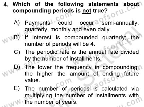 Business Finance 1 Dersi 2021 - 2022 Yılı Yaz Okulu Sınav Soruları 4. Soru