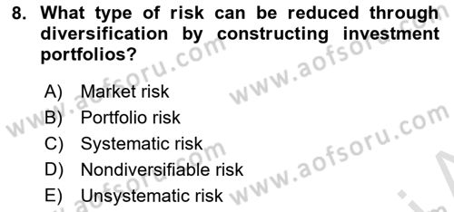 Business Finance 1 Dersi 2021 - 2022 Yılı Yaz Okulu Sınav Soruları 8. Soru