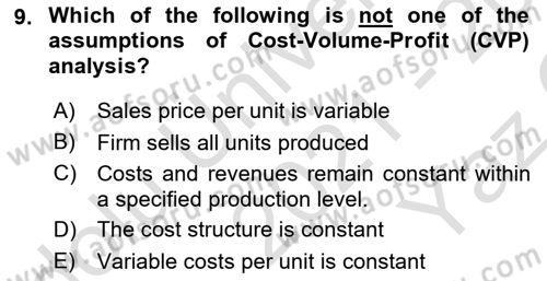 Business Finance 1 Dersi 2021 - 2022 Yılı Yaz Okulu Sınav Soruları 9. Soru