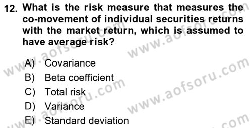 Business Finance 1 Dersi 2022 - 2023 Yılı (Final) Dönem Sonu Sınav Soruları 12. Soru