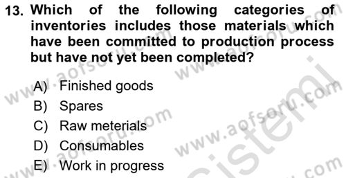 Business Finance 1 Dersi 2022 - 2023 Yılı (Final) Dönem Sonu Sınav Soruları 13. Soru