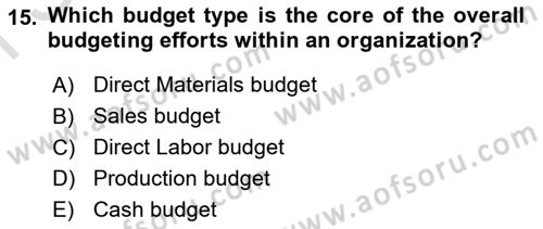Business Finance 1 Dersi 2022 - 2023 Yılı (Final) Dönem Sonu Sınav Soruları 15. Soru