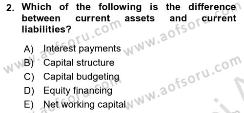 Business Finance 1 Dersi 2022 - 2023 Yılı (Final) Dönem Sonu Sınav Soruları 2. Soru