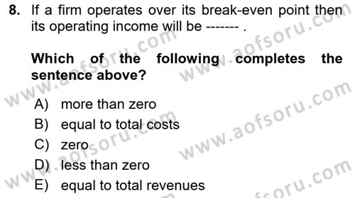 Business Finance 1 Dersi 2022 - 2023 Yılı (Final) Dönem Sonu Sınav Soruları 8. Soru