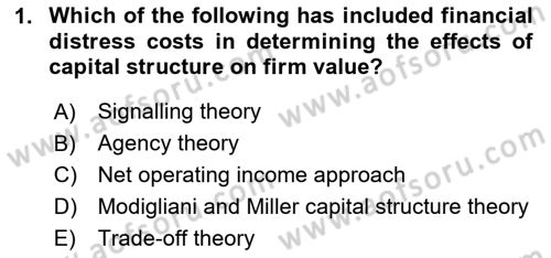 Business Finance 2 Dersi 2024 - 2025 Yılı (Vize) Ara Sınav Soruları 1. Soru