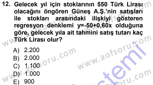 Finansal Yönetim 1 Dersi 2012 - 2013 Yılı (Final) Dönem Sonu Sınav Soruları 12. Soru
