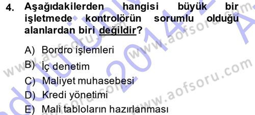 Finansal Yönetim 1 Dersi 2014 - 2015 Yılı (Vize) Ara Sınav Soruları 4. Soru