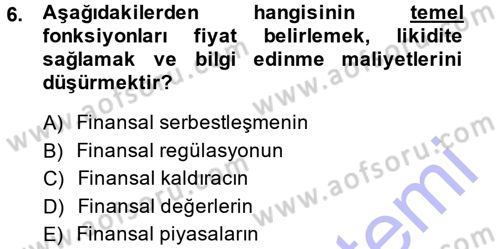 Finansal Yönetim 1 Dersi 2014 - 2015 Yılı (Vize) Ara Sınav Soruları 6. Soru