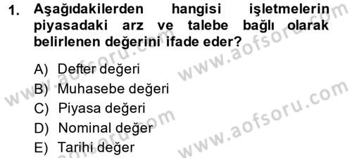 Finansal Yönetim 1 Dersi 2014 - 2015 Yılı Tek Ders Sınav Soruları 1. Soru