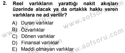 Finansal Yönetim 1 Dersi 2014 - 2015 Yılı Tek Ders Sınav Soruları 2. Soru