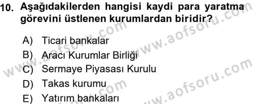 Finansal Yönetim 1 Dersi 2015 - 2016 Yılı (Vize) Ara Sınav Soruları 10. Soru