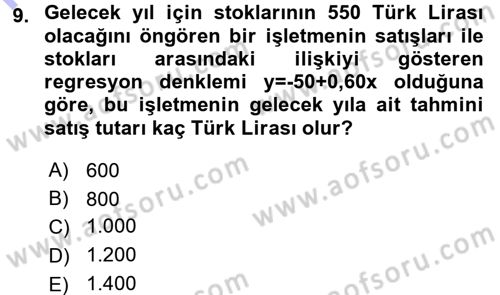 Finansal Yönetim 1 Dersi 2015 - 2016 Yılı (Final) Dönem Sonu Sınav Soruları 9. Soru