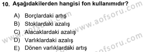 Finansal Yönetim 1 Dersi 2015 - 2016 Yılı Tek Ders Sınav Soruları 10. Soru