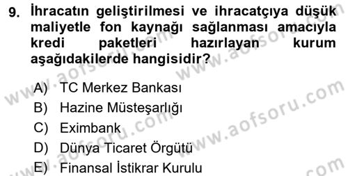 Finansal Yönetim 1 Dersi 2015 - 2016 Yılı Tek Ders Sınav Soruları 9. Soru