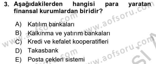 Finansal Yönetim 1 Dersi 2016 - 2017 Yılı 3 Ders Sınav Soruları 3. Soru