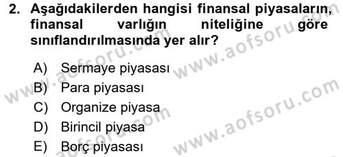 Finansal Yönetim 1 Dersi 2016 - 2017 Yılı (Final) Dönem Sonu Sınav Soruları 2. Soru