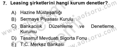 Finansal Yönetim 1 Dersi 2017 - 2018 Yılı (Vize) Ara Sınav Soruları 7. Soru
