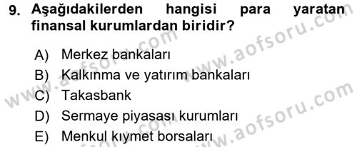 Finansal Yönetim 1 Dersi 2017 - 2018 Yılı (Vize) Ara Sınav Soruları 9. Soru