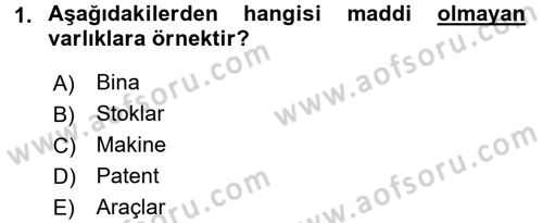 Finansal Yönetim 1 Dersi 2017 - 2018 Yılı (Final) Dönem Sonu Sınav Soruları 1. Soru