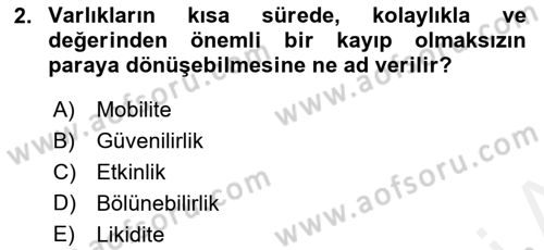 Finansal Yönetim 1 Dersi 2018 - 2019 Yılı (Final) Dönem Sonu Sınav Soruları 2. Soru