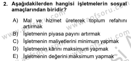 Finansal Yönetim 1 Dersi 2018 - 2019 Yılı Yaz Okulu Sınav Soruları 2. Soru