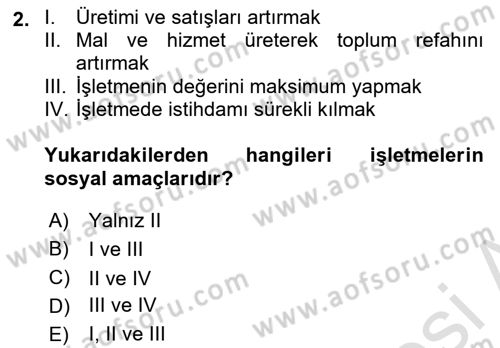 Finansal Yönetim 1 Dersi 2019 - 2020 Yılı (Vize) Ara Sınav Soruları 2. Soru