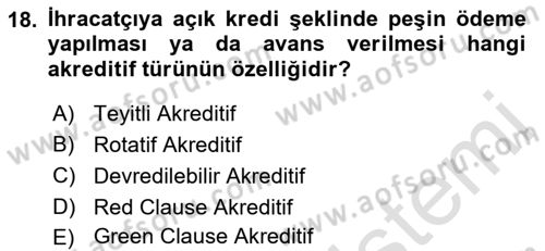 Finansal Yönetim 1 Dersi 2021 - 2022 Yılı (Final) Dönem Sonu Sınav Soruları 18. Soru