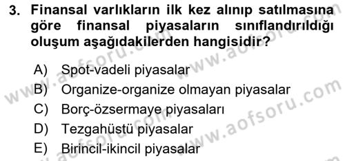 Finansal Yönetim 1 Dersi 2021 - 2022 Yılı (Final) Dönem Sonu Sınav Soruları 3. Soru