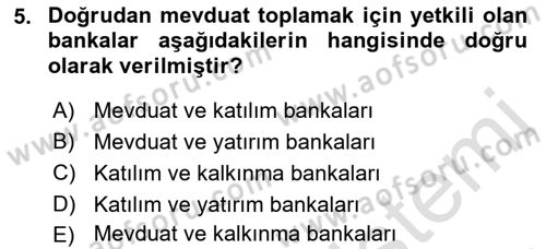 Finansal Yönetim 1 Dersi 2022 - 2023 Yılı (Vize) Ara Sınav Soruları 5. Soru