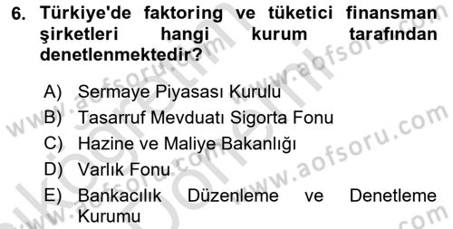 Finansal Yönetim 1 Dersi 2022 - 2023 Yılı (Vize) Ara Sınav Soruları 6. Soru