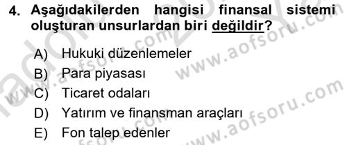 Finansal Yönetim 1 Dersi 2022 - 2023 Yılı Yaz Okulu Sınav Soruları 4. Soru