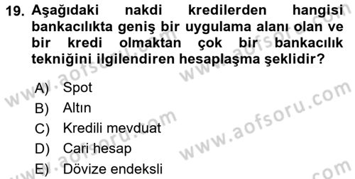 Finansal Yönetim 1 Dersi 2023 - 2024 Yılı (Final) Dönem Sonu Sınav Soruları 19. Soru