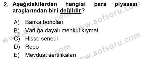Finansal Yönetim 1 Dersi 2023 - 2024 Yılı (Final) Dönem Sonu Sınav Soruları 2. Soru