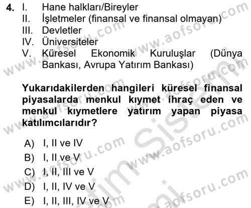 Finansal Yönetim 1 Dersi 2024 - 2025 Yılı (Vize) Ara Sınav Soruları 4. Soru