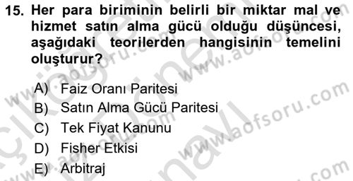Finansal Yönetim 1 Dersi 2024 - 2025 Yılı (Final) Dönem Sonu Sınav Soruları 15. Soru