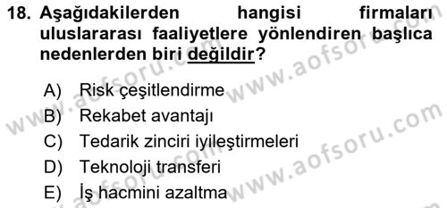 Finansal Yönetim 1 Dersi 2024 - 2025 Yılı (Final) Dönem Sonu Sınav Soruları 18. Soru