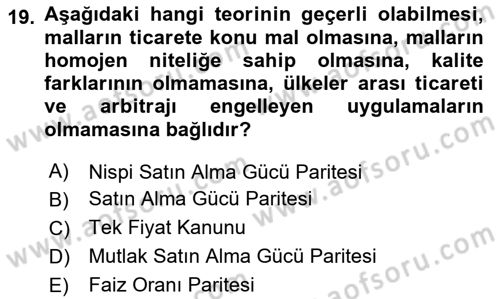 Finansal Yönetim 1 Dersi 2024 - 2025 Yılı (Final) Dönem Sonu Sınav Soruları 19. Soru