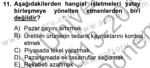 Finansal Yönetim 2 Dersi 2013 - 2014 Yılı (Final) Dönem Sonu Sınav Soruları 11. Soru