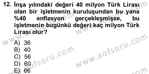 Finansal Yönetim 2 Dersi 2013 - 2014 Yılı (Final) Dönem Sonu Sınav Soruları 12. Soru