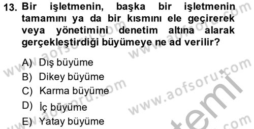Finansal Yönetim 2 Dersi 2013 - 2014 Yılı (Final) Dönem Sonu Sınav Soruları 13. Soru
