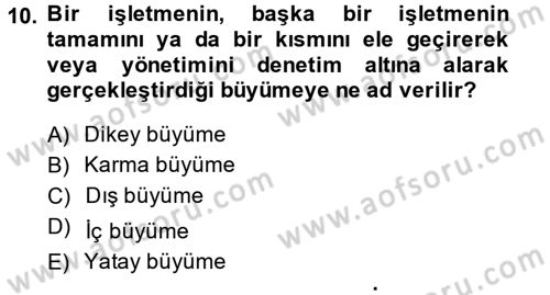 Finansal Yönetim 2 Dersi 2013 - 2014 Yılı Tek Ders Sınav Soruları 10. Soru