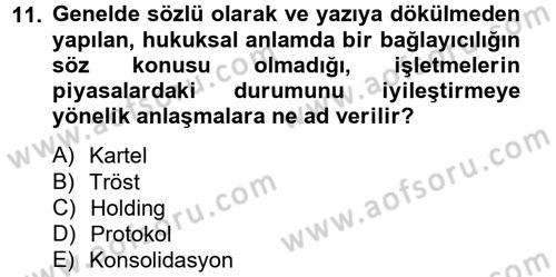 Finansal Yönetim 2 Dersi 2013 - 2014 Yılı Tek Ders Sınav Soruları 11. Soru