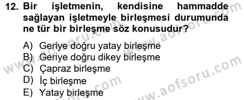 Finansal Yönetim 2 Dersi 2013 - 2014 Yılı Tek Ders Sınavı 12. Soru