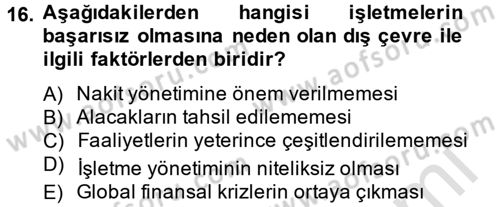 Finansal Yönetim 2 Dersi 2013 - 2014 Yılı Tek Ders Sınav Soruları 16. Soru