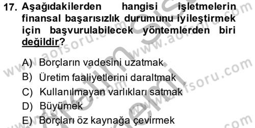Finansal Yönetim 2 Dersi 2014 - 2015 Yılı (Final) Dönem Sonu Sınav Soruları 17. Soru