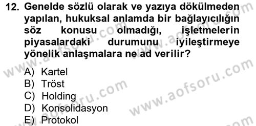 Finansal Yönetim 2 Dersi 2014 - 2015 Yılı Tek Ders Sınav Soruları 12. Soru