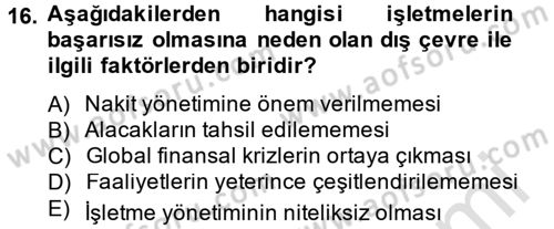 Finansal Yönetim 2 Dersi 2014 - 2015 Yılı Tek Ders Sınav Soruları 16. Soru